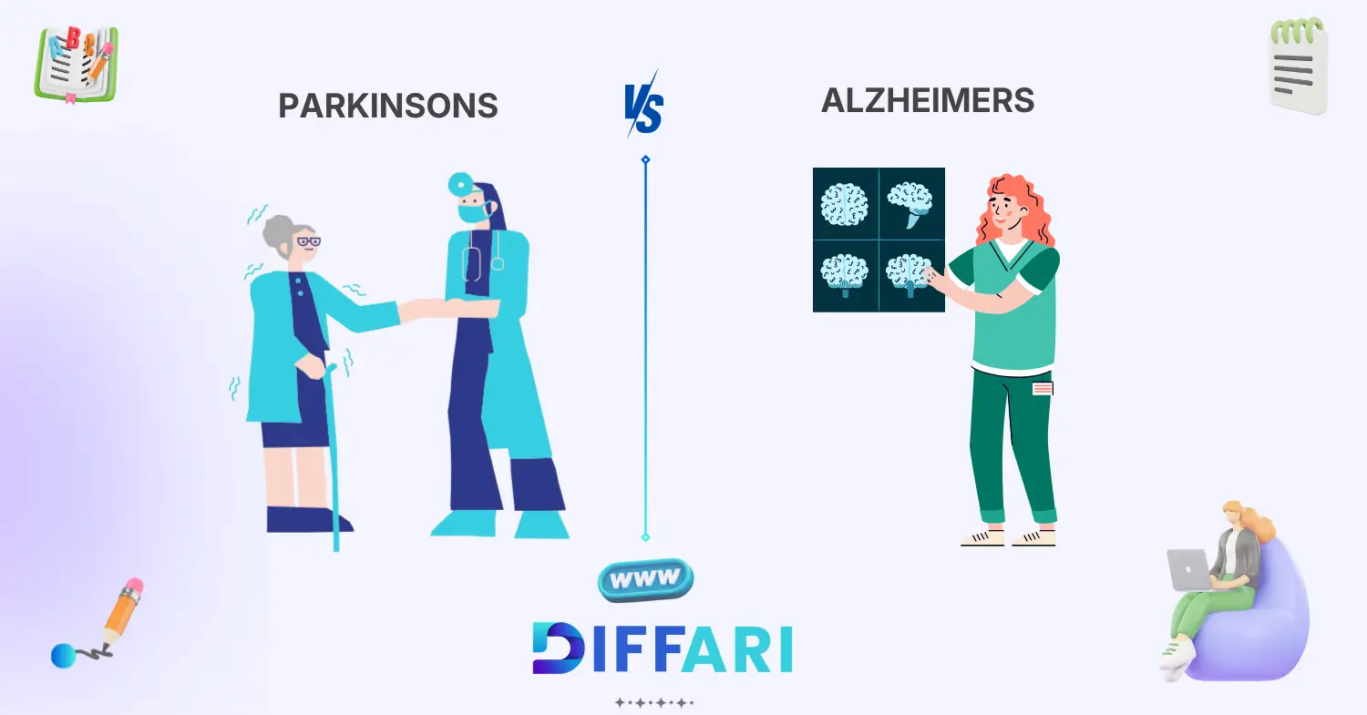 difference between parkinsons and alzheimers